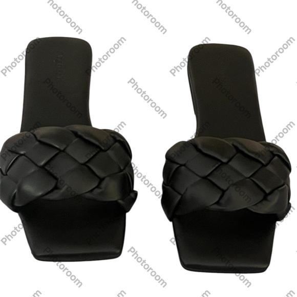 Open Edit Lucca Square Toe Black Sandals Sz 7M - Picture 1 of 8